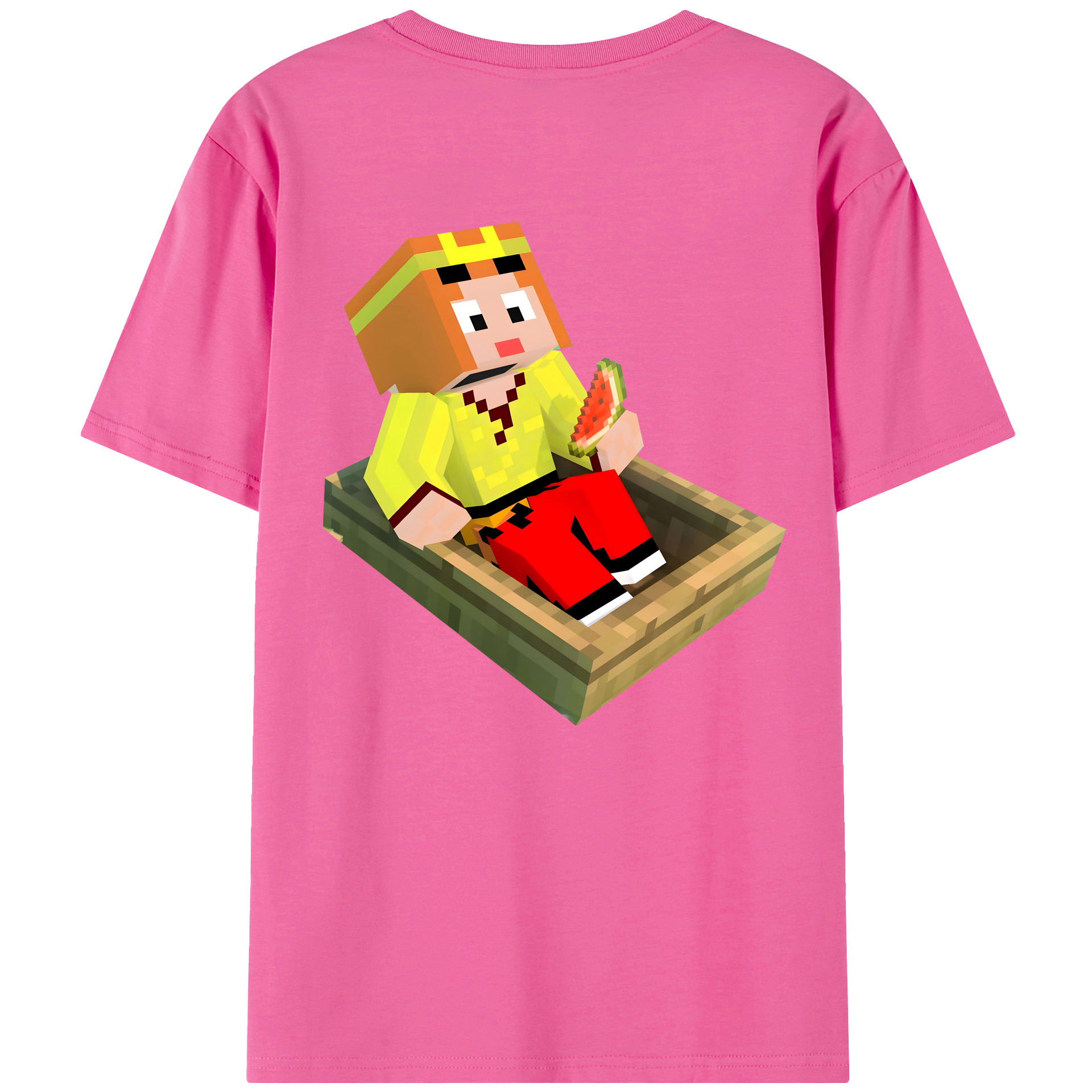 （画像用） マインクラフト ブロックの世界 Minecraft MC Block world レディース半袖Tシャツ(バックプリント)